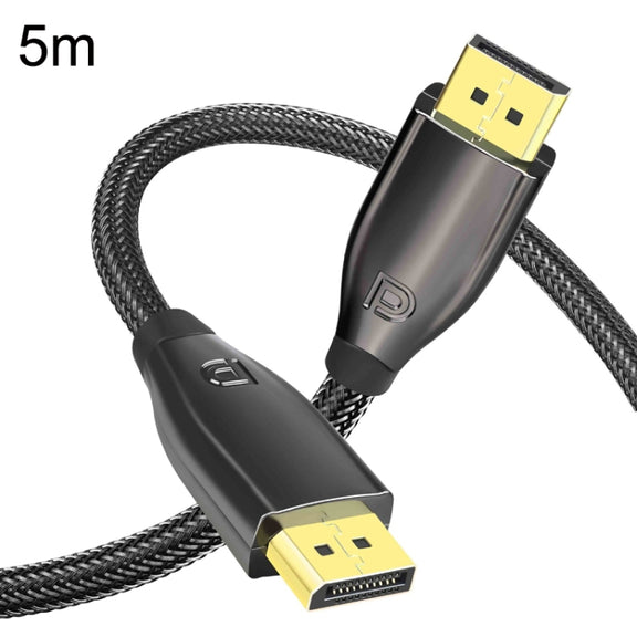5m 1.4 Version DP Cable Gold-Plated Interface 8K High-Definition Display Computer Cable OD6.0MM 30AWG With Nylon Mesh(Black)
