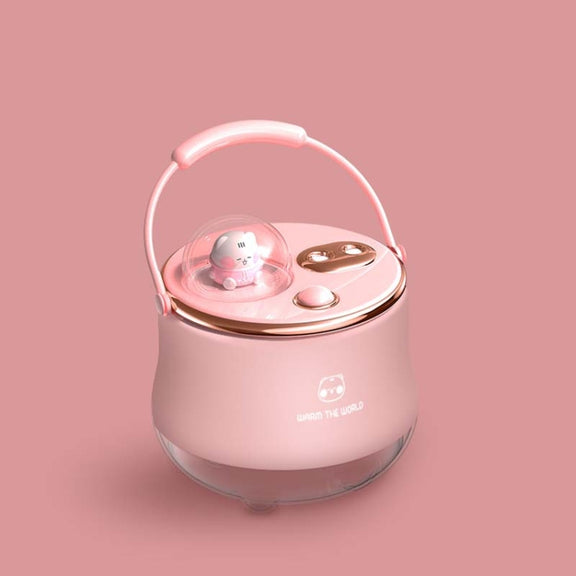 F08 Wired Water Replenishing Double Spray Humidifier LED Night Light Humidifier(Pink)