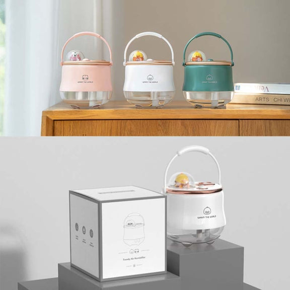 F08 Wired Water Replenishing Double Spray Humidifier LED Night Light Humidifier(Pink)