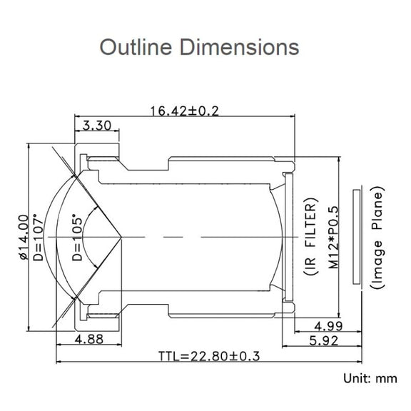 Waveshare WS1053516 For Raspberry Pi M12 High Resolution Lens, 16MP, 105 Degree FOV, 3.56mm Focal length 23966