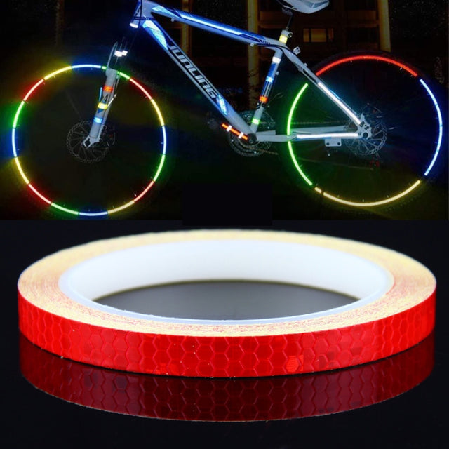 3 Rolls Bicycle Mountain Bike Motorcycle Sticker Car Contour Reflective Sticker Night Riding Reflective Sticker 1 x 800cm(Red)