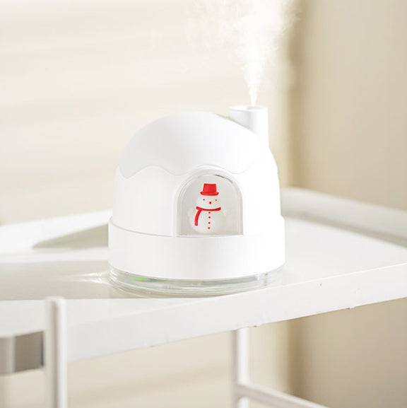 ZAY-H006 Plug-in Snowman Humidifier Night Light USB Mute Cute Desktop Air Mini Atomizer Air Humidifier(White)