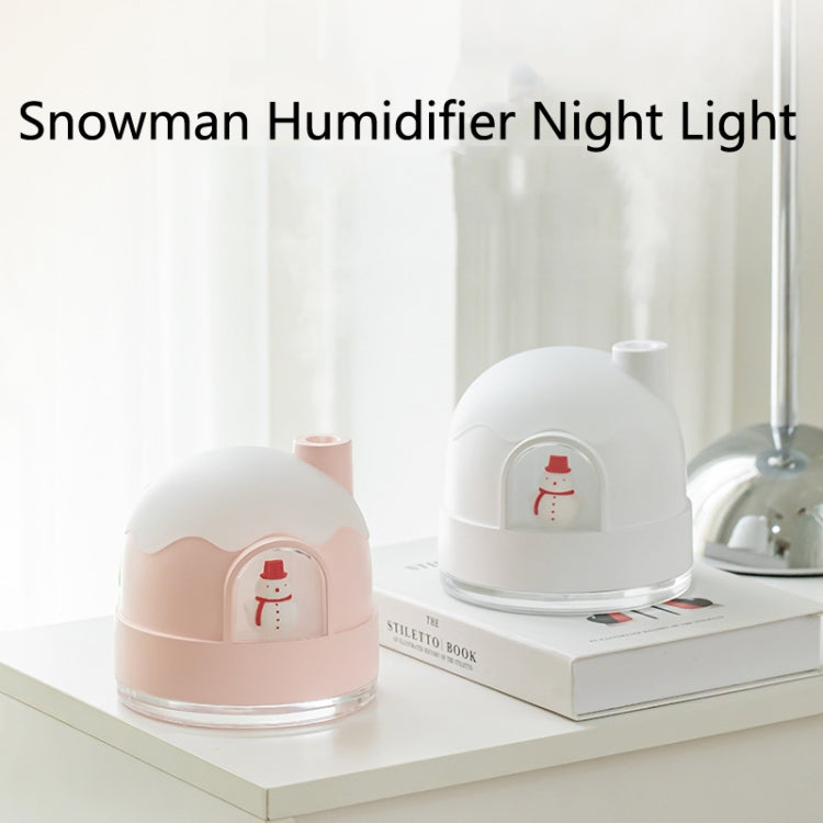 ZAY-H006 Plug-in Snowman Humidifier Night Light USB Mute Cute Desktop Air Mini Atomizer Air Humidifier(White)