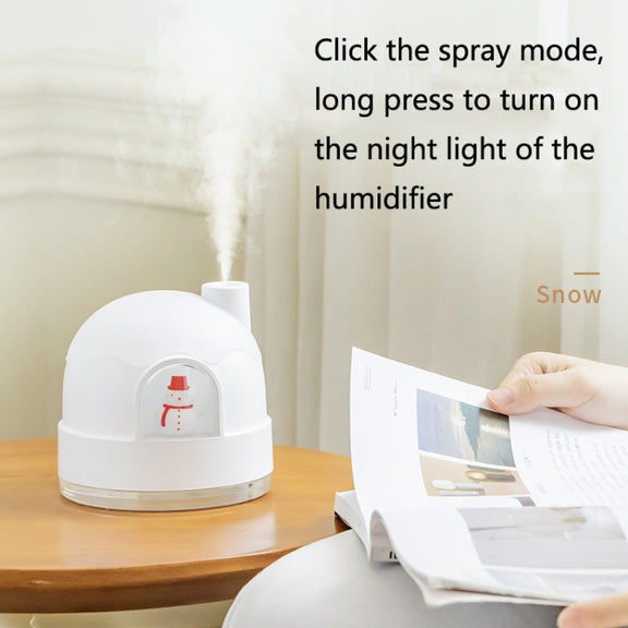 ZAY-H006 Plug-in Snowman Humidifier Night Light USB Mute Cute Desktop Air Mini Atomizer Air Humidifier(White)