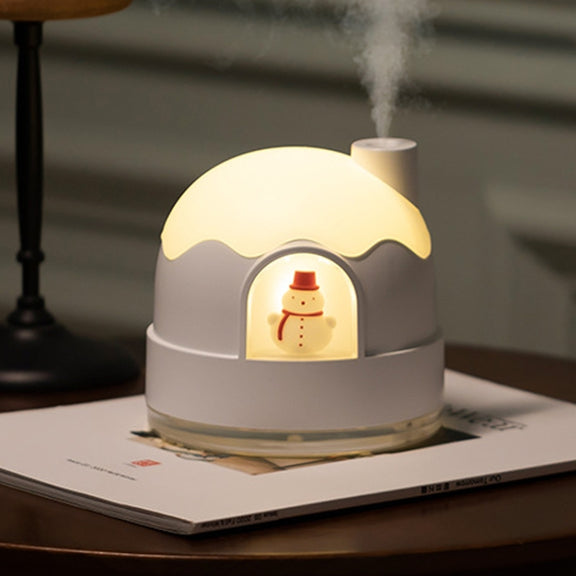 ZAY-H006 Charge Snowman Humidifier Night Light USB Mute Cute Desktop Air Mini Atomizer Air Humidifier(White)