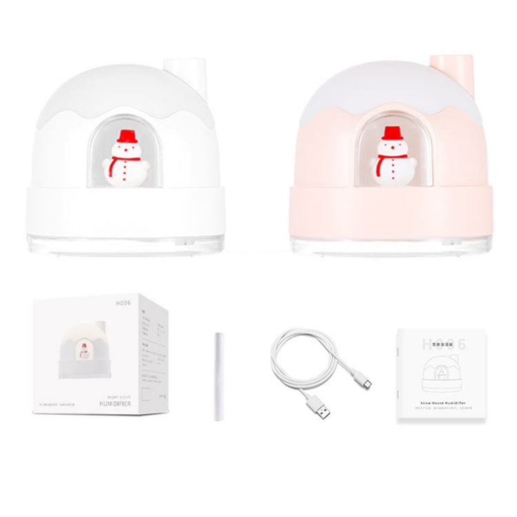 ZAY-H006 Charge Snowman Humidifier Night Light USB Mute Cute Desktop Air Mini Atomizer Air Humidifier(White)