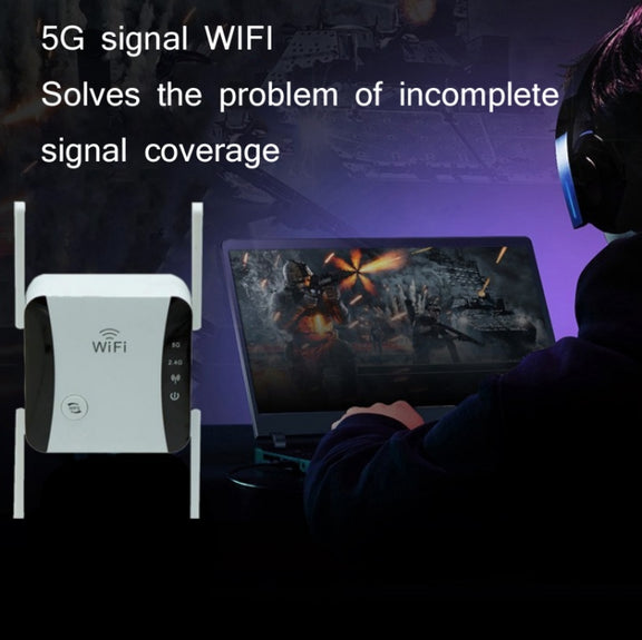 KP1200 1200Mbps Dual Band 5G WIFI Amplifier Wireless Signal Repeater, Specification:AU Plug(White)