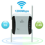 KP1200 1200Mbps Dual Band 5G WIFI Amplifier Wireless Signal Repeater, Specification:UK Plug(White)