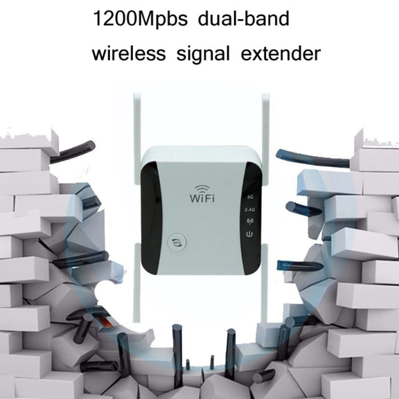 KP1200 1200Mbps Dual Band 5G WIFI Amplifier Wireless Signal Repeater, Specification:UK Plug(White)