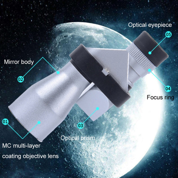 FEIRSH 8x20 Monocular Corner Telescope Outdoor Low Light Night Vision Portable Telescope(Metal Optical Red Film)