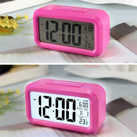 Temperature Type Lazy Snooze Alarm Mute Backlit Electronic Clock(Rose Red) - free shipping - PMC Jewellery - Order now!