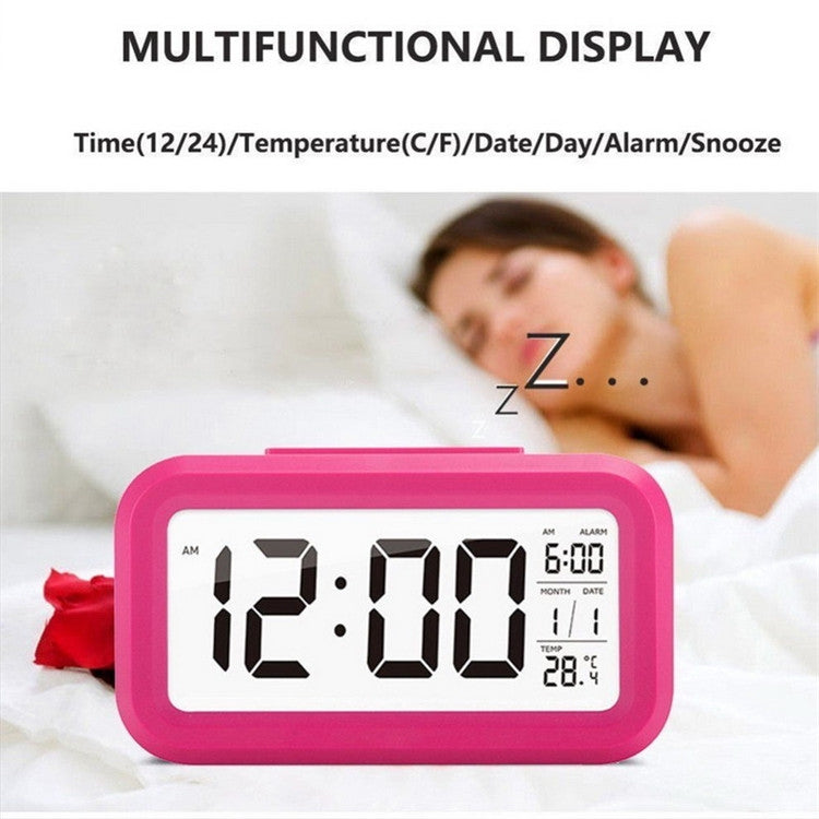 Temperature Type Lazy Snooze Alarm Mute Backlit Electronic Clock(Rose Red) - free shipping - PMC TechLife - Order now!