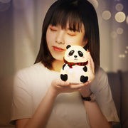 Cute Panda Night Light USB Charging Touch Control Colorful Silicone Bedside Lamp(Big Eyes)