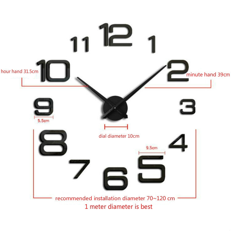 Acrylic Digital Wall Clock Home Living Room Wall Sticker Clock(Black) - DIY Clocks by PMc TechLife | Online Shopping South Africa | PMc TechLife | Buy Now Pay Later Mobicred
