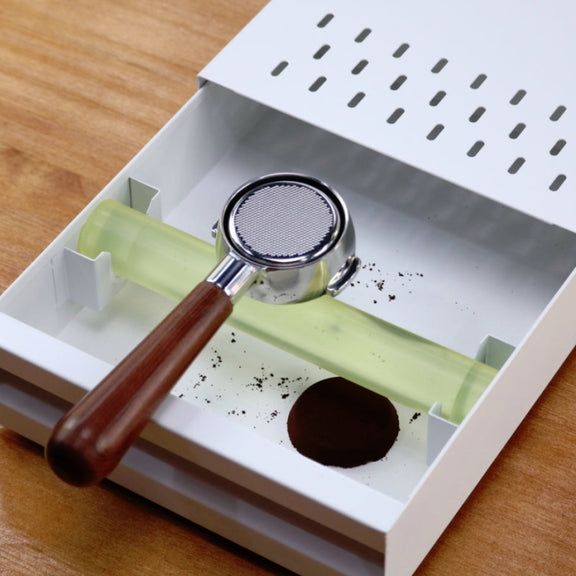 Stainless Steel Drawer Type Coffee Grounds Box Coffee Machine Supporting Equipment(White)