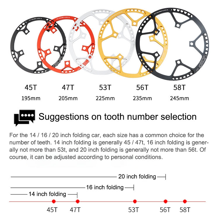 Litepro Folding Bike Sprocket Wheel LP Disk Disc, Specification:58T(Gold) - free shipping - PMC Jewellery - Order now!