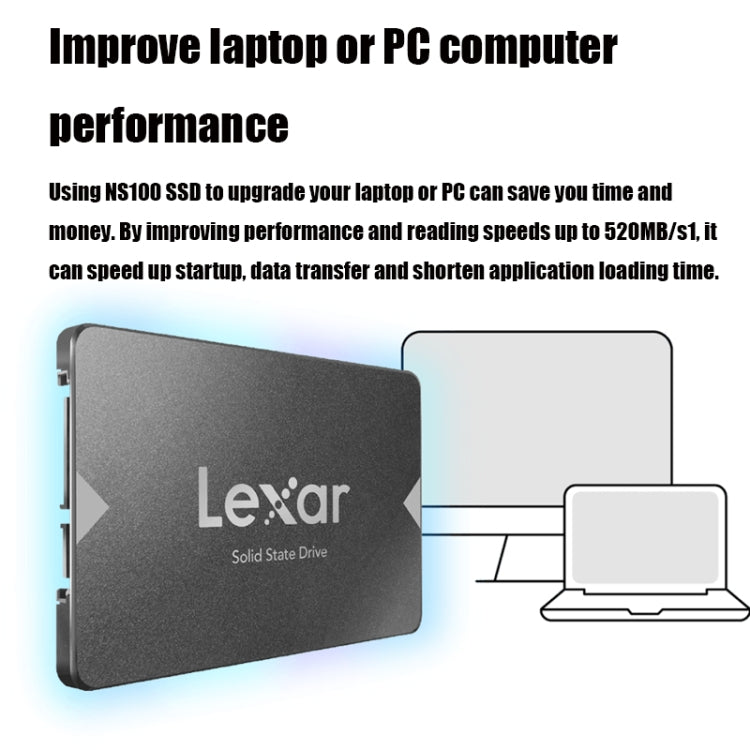 Lexar NS100 2.5 inch SATA3 Notebook Desktop SSD Solid State Drive, Capacity: 1TB(Gray) - free shipping - PMC Jewellery - Order now!