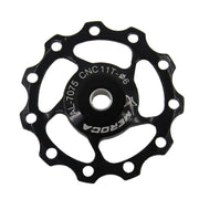 MEROCA Metal Bearings Mountain Bike Road Bike Rear Derailleur Guide Wheel 11T/13T Guide Wheel, Specification:11T, Color:Black