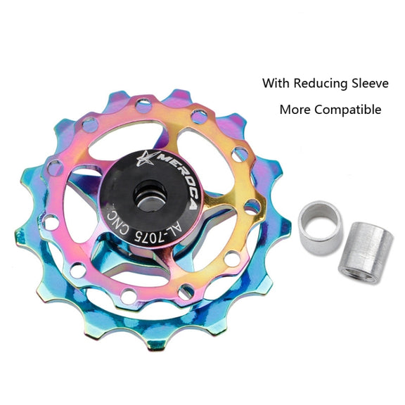 MEROCA Metal Bearings Mountain Bike Road Bike Rear Derailleur Guide Wheel 11T/13T Guide Wheel, Specification:11T, Color:Red