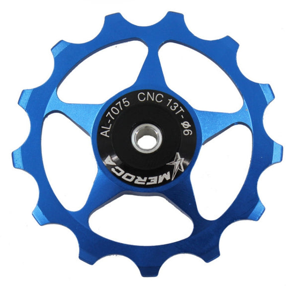 MEROCA Metal Bearings Mountain Bike Road Bike Rear Derailleur Guide Wheel 11T/13T Guide Wheel, Specification:13T, Color:Blue