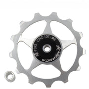 MEROCA Metal Bearings Mountain Bike Road Bike Rear Derailleur Guide Wheel 11T/13T Guide Wheel, Specification:13T, Color:Silver
