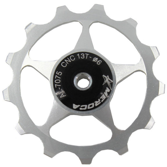 MEROCA Metal Bearings Mountain Bike Road Bike Rear Derailleur Guide Wheel 11T/13T Guide Wheel, Specification:13T, Color:Silver