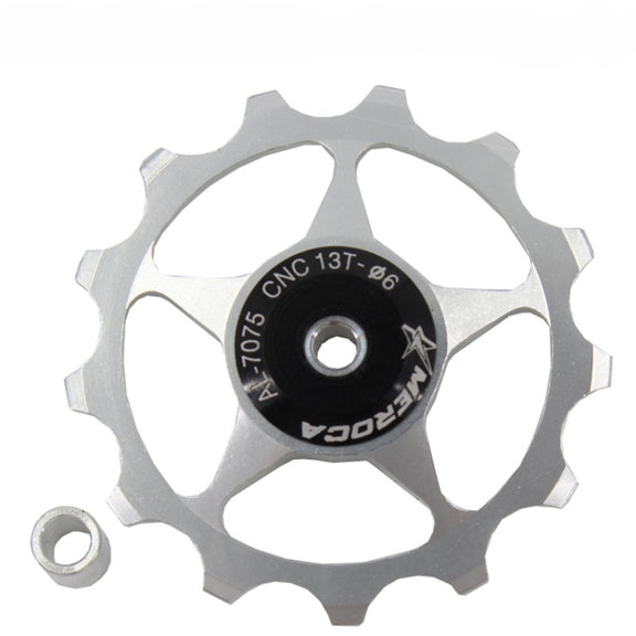MEROCA Metal Bearings Mountain Bike Road Bike Rear Derailleur Guide Wheel 11T/13T Guide Wheel, Specification:13T, Color:Silver