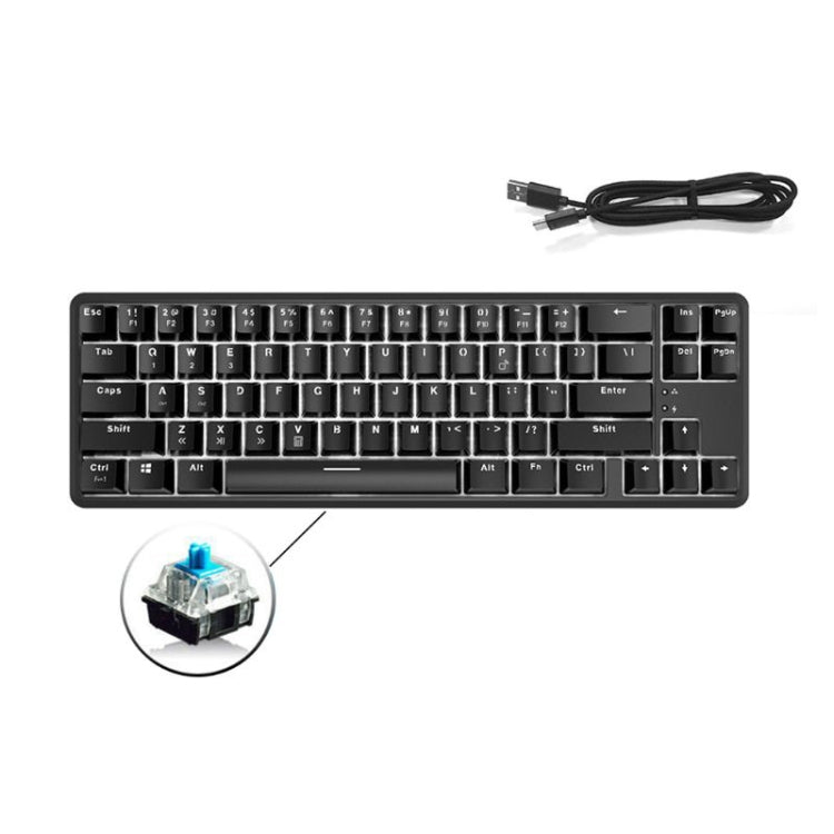 Ajazz K680T Mini USB Wired Dual-mode Charging 68-keys Laptop Bluetooth Mechanical Keyboard, Cable Length: 1.6m, Style:Green Shaft(Black) - free shipping - PMC Jewellery - Order now!