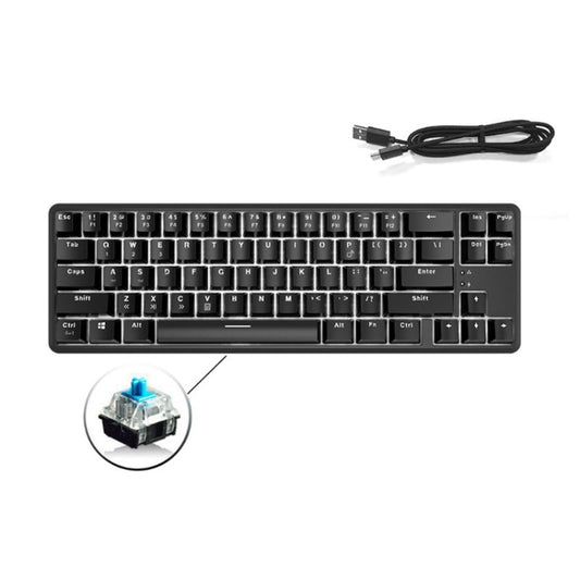 Ajazz K680T Mini USB Wired Dual-mode Charging 68-keys Laptop Bluetooth Mechanical Keyboard, Cable Length: 1.6m, Style:Green Shaft(Black) - free shipping - PMC Jewellery - Order now!