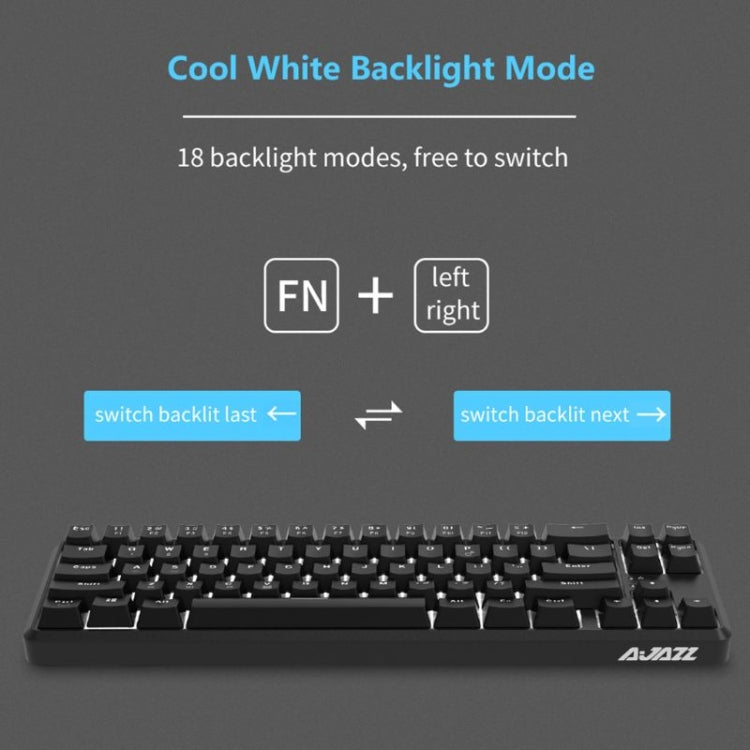 Ajazz K680T Mini USB Wired Dual-mode Charging 68-keys Laptop Bluetooth Mechanical Keyboard, Cable Length: 1.6m, Style:Green Shaft(Black)