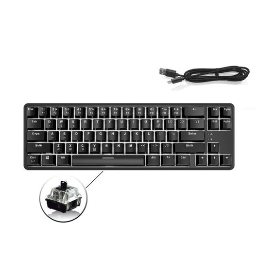 Ajazz K680T Mini USB Wired Dual-mode Charging 68-keys Laptop Bluetooth Mechanical Keyboard, Cable Length: 1.6m, Style:Black Shaft(Black) - free shipping - PMC Jewellery - Order now!