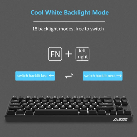 Ajazz K680T Mini USB Wired Dual-mode Charging 68-keys Laptop Bluetooth Mechanical Keyboard, Cable Length: 1.6m, Style:Black Shaft(Black)