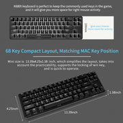 Ajazz K680T Mini USB Wired Dual-mode Charging 68-keys Laptop Bluetooth Mechanical Keyboard, Cable Length: 1.6m, Style:Black Shaft(Black)
