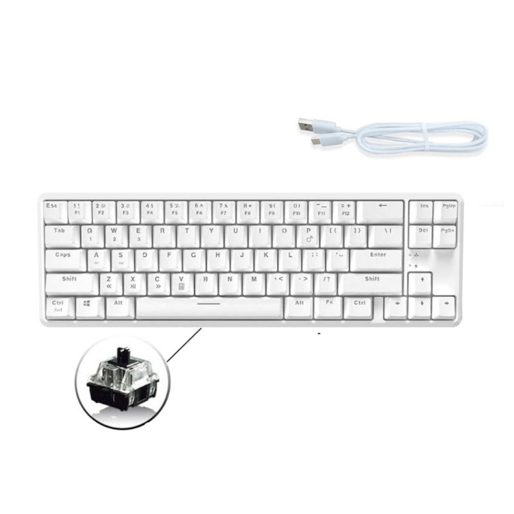 Ajazz K680T Mini USB Wired Dual-mode Charging 68-keys Laptop Bluetooth Mechanical Keyboard, Cable Length: 1.6m, Style:Black Shaft(White) - free shipping - PMC Jewellery - Order now!