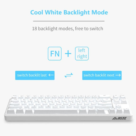 Ajazz K680T Mini USB Wired Dual-mode Charging 68-keys Laptop Bluetooth Mechanical Keyboard, Cable Length: 1.6m, Style:Black Shaft(White)