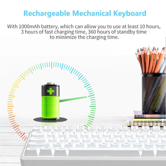 Ajazz K680T Mini USB Wired Dual-mode Charging 68-keys Laptop Bluetooth Mechanical Keyboard, Cable Length: 1.6m, Style:Black Shaft(White)