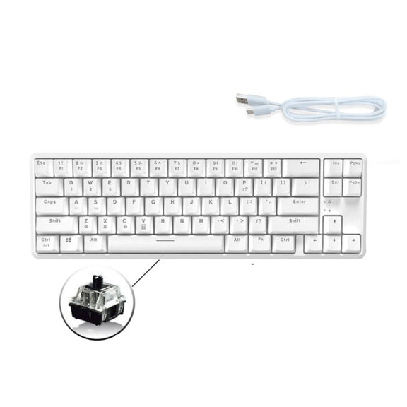 Ajazz K680T Mini USB Wired Dual-mode Charging 68-keys Laptop Bluetooth Mechanical Keyboard, Cable Length: 1.6m, Style:Black Shaft(White)