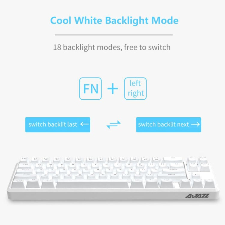 Ajazz K680T Mini USB Wired Dual-mode Charging 68-keys Laptop Bluetooth Mechanical Keyboard, Cable Length: 1.6m, Style:Tea Shaft(White)