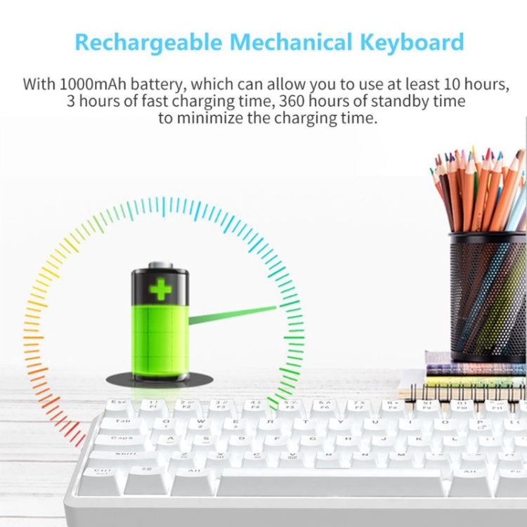 Ajazz K680T Mini USB Wired Dual-mode Charging 68-keys Laptop Bluetooth Mechanical Keyboard, Cable Length: 1.6m, Style:Tea Shaft(White)