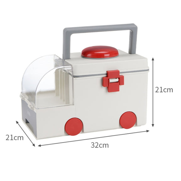 Ambulance First Aid Box Family Medicine Box Household Large Double-layer Medicine Box(White)