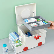 Ambulance First Aid Box Family Medicine Box Household Large Double-layer Medicine Box(White)