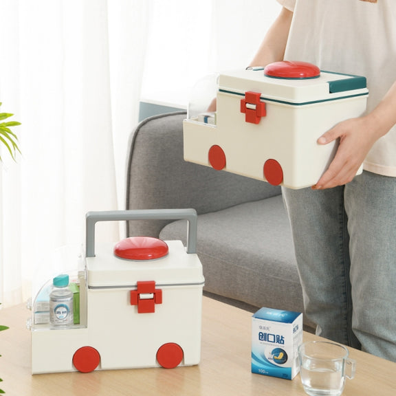 Ambulance First Aid Box Family Medicine Box Household Large Double-layer Medicine Box(Green)