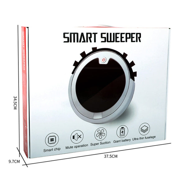 Home Smart Sweeping Robot Planning Route Remote Control Large Suction Cleaner Sweeper(White Black)