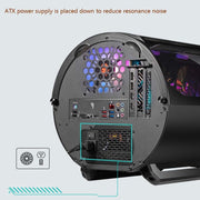 GAMEKM Genki Bomb Personality Gaming Internet Cafe Side Through Gaming Case USB 3.0 Water-cooled Desktop Computer Case(Black)