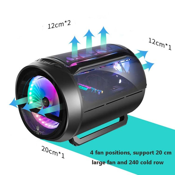 GAMEKM Genki Bomb Personality Gaming Internet Cafe Side Through Gaming Case USB 3.0 Water-cooled Desktop Computer Case(Black)