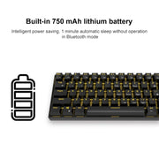 RK61 61 Keys Bluetooth / 2.4G Wireless / USB Wired Three Modes Tablet Mobile Gaming Mechanical Keyboard, Cable Length: 1.5m, Style:Red Shaft(Black)