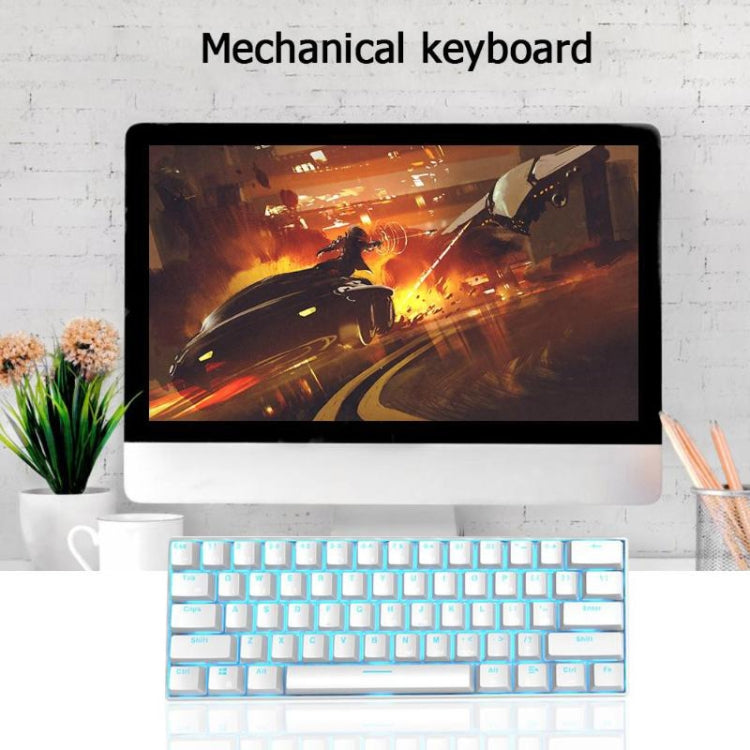 RK61 61 Keys Bluetooth / 2.4G Wireless / USB Wired Three Modes Tablet Mobile Gaming Mechanical Keyboard, Cable Length: 1.5m, Style:Red Shaft(Black)