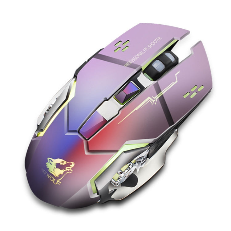 FREEDOM-WOLF X8 2400 DPI 6 Keys 2.4G Wireless Charging Silent Luminous Gaming Mechanical Mouse(Metal Grey) - Wireless Mice by PMC Jewellery | Online Shopping South Africa | PMC Jewellery | Buy Now Pay Later Mobicred