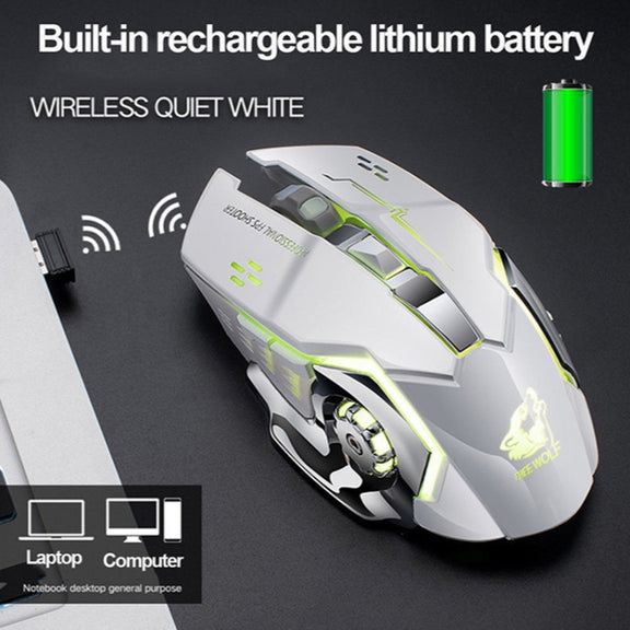 FREEDOM-WOLF X8 2400 DPI 6 Keys 2.4G Wireless Charging Silent Luminous Gaming Mechanical Mouse(Metal Grey)
