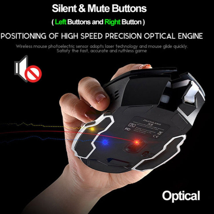 FREEDOM-WOLF X8 2400 DPI 6 Keys 2.4G Wireless Charging Silent Luminous Gaming Mechanical Mouse(Star Black)